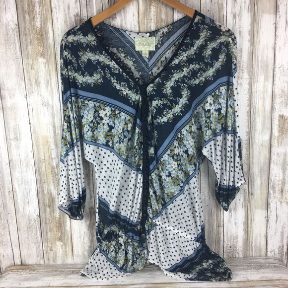 Deletta Anthropologie Urban Outfitters Tunic top Blouse 3/4 sleeve size Small - Picture 1 of 8